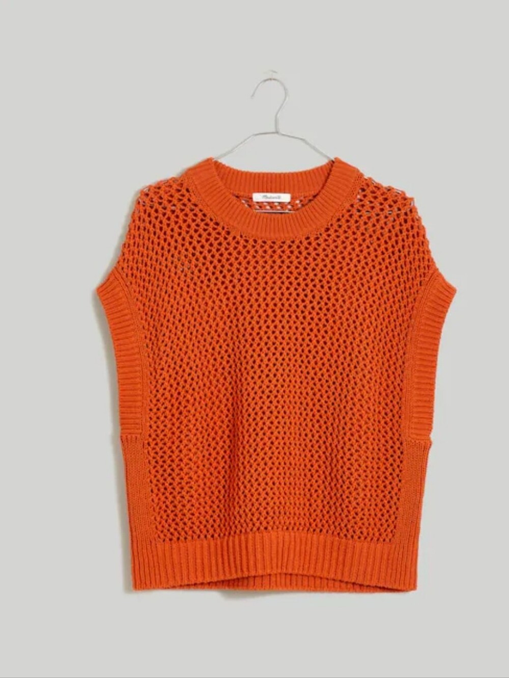 Madewell Orange Open-Weave Sleeveless Sweater Vest